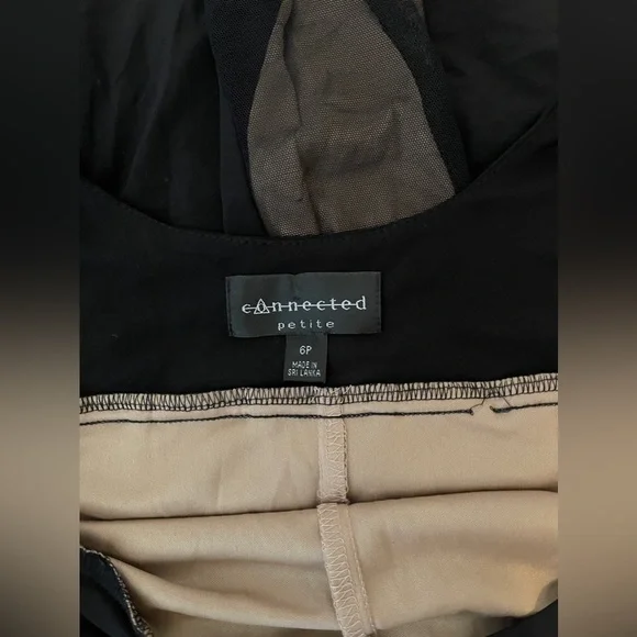 Connected Petite Dress Women’s 6P Black/Brown Stripes Fit & Flare - Picture 4 of 5